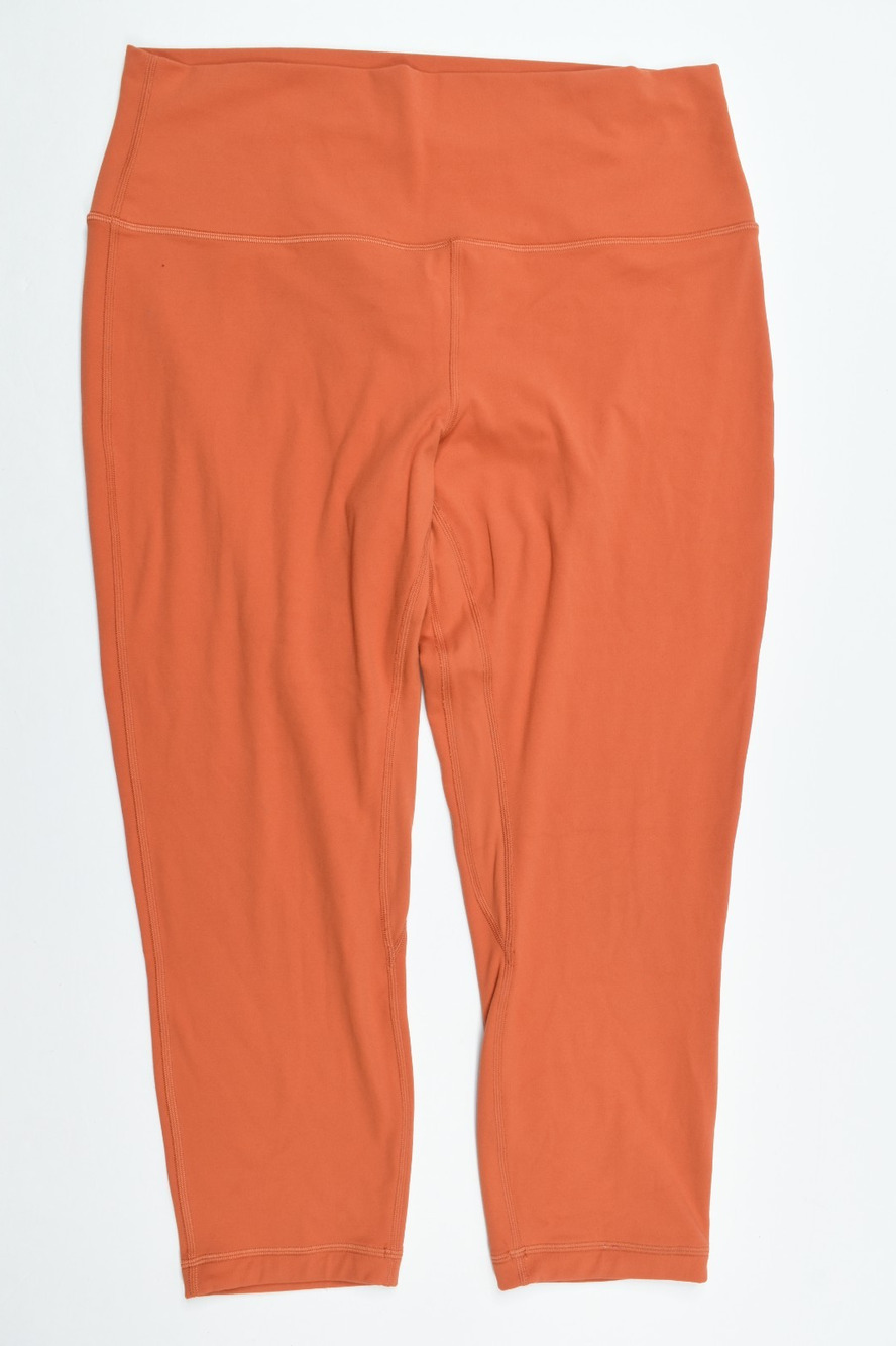 Lululemon Align High Rise Tights Womens 14 Orange Stretch Pull-On Cropped